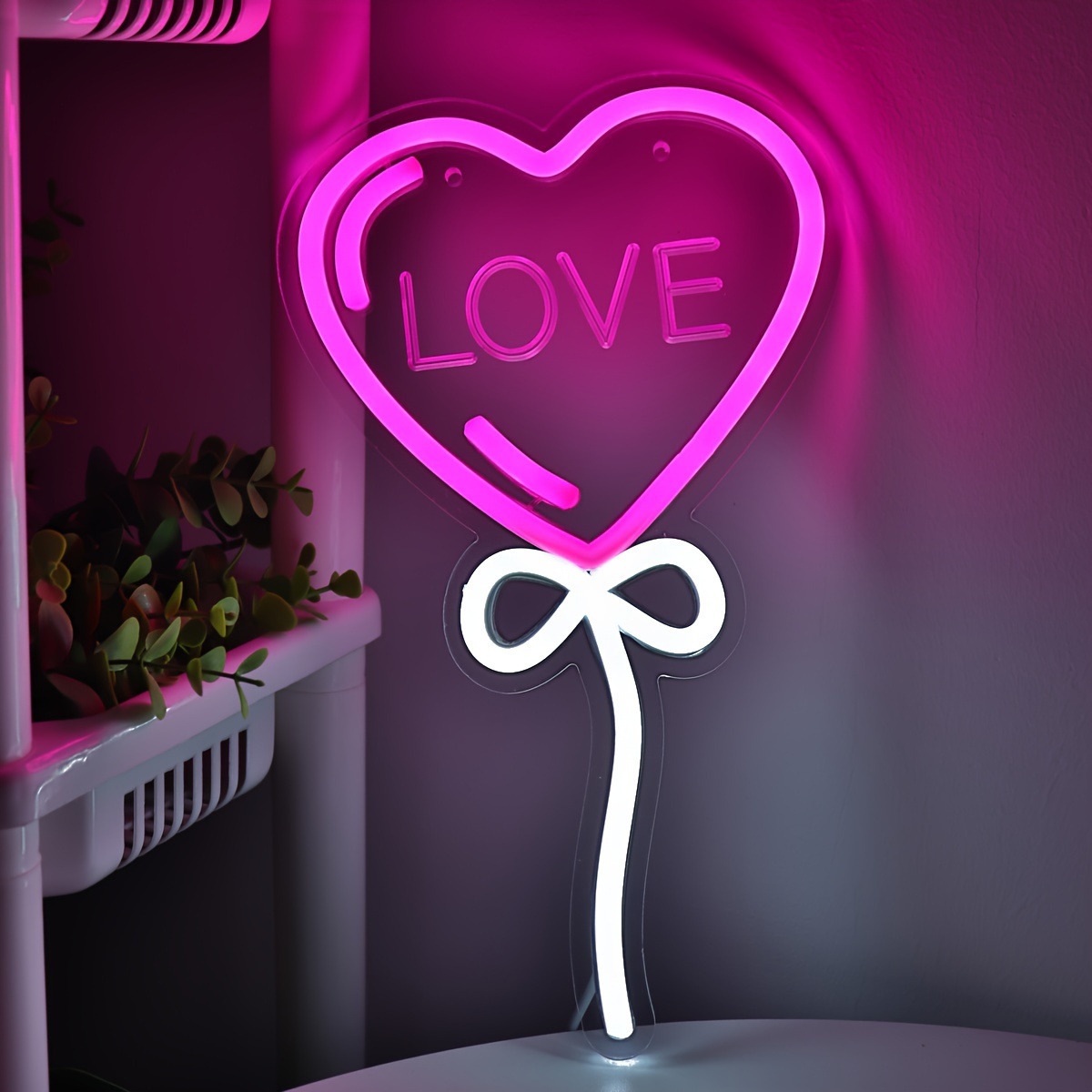 Bedroom Lighting Decor Ideas - LOVE Heart Balloon Shape Pink LED