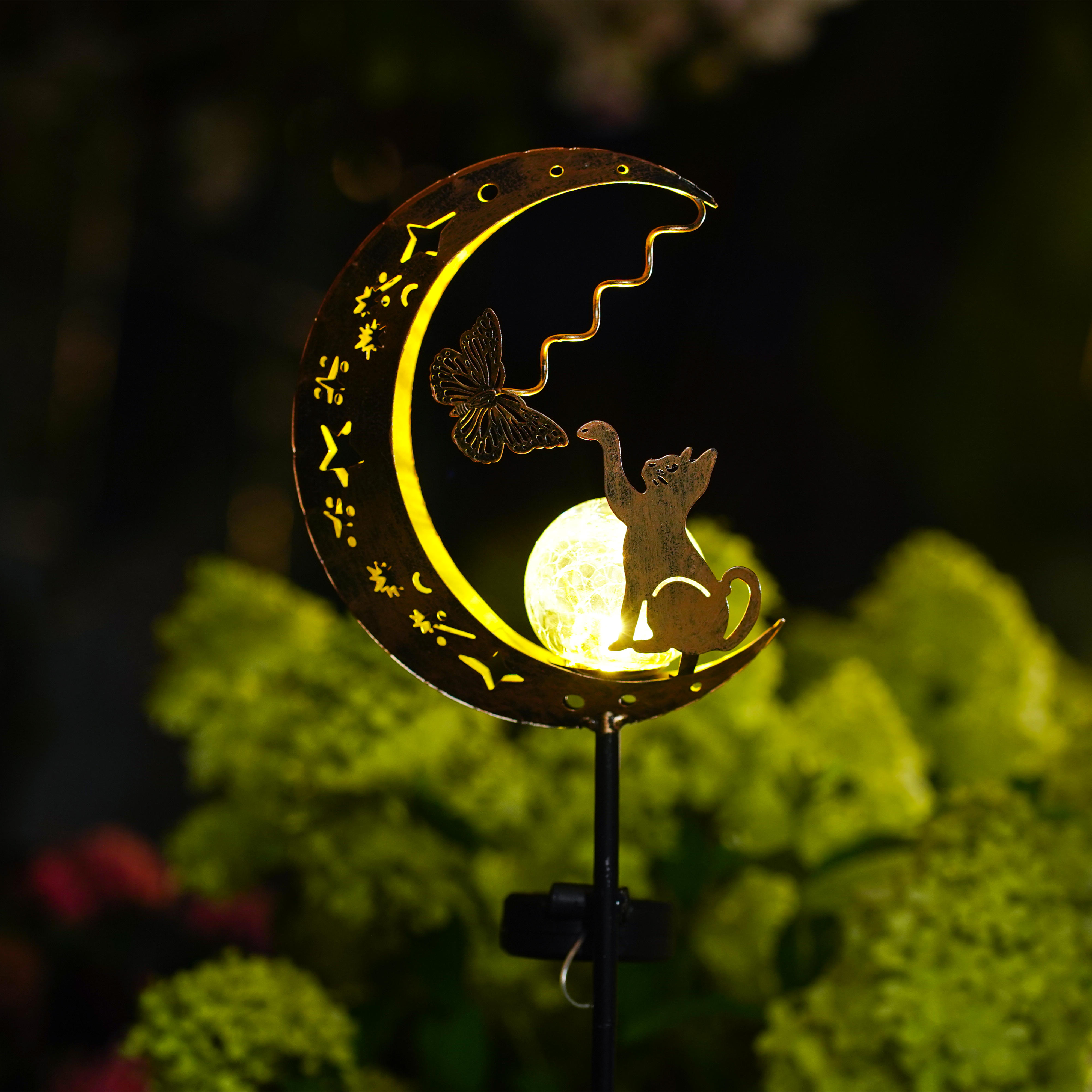 Elements Lighting Decor - 1 PC Cat Moon Solar Light