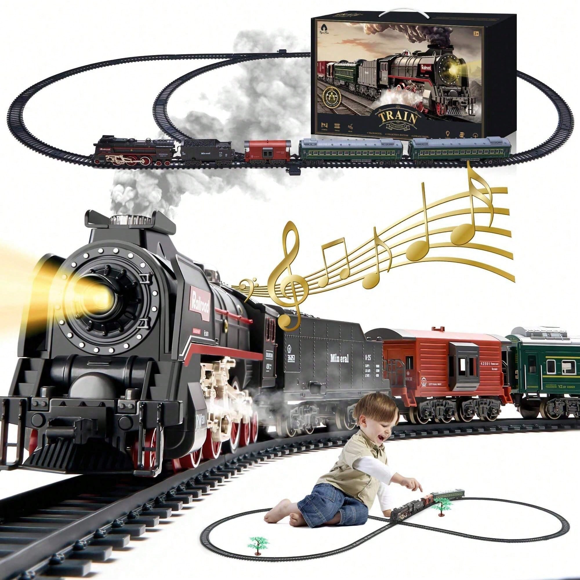 Lighting Decoration - Luxury Electric Train Set with Smoke