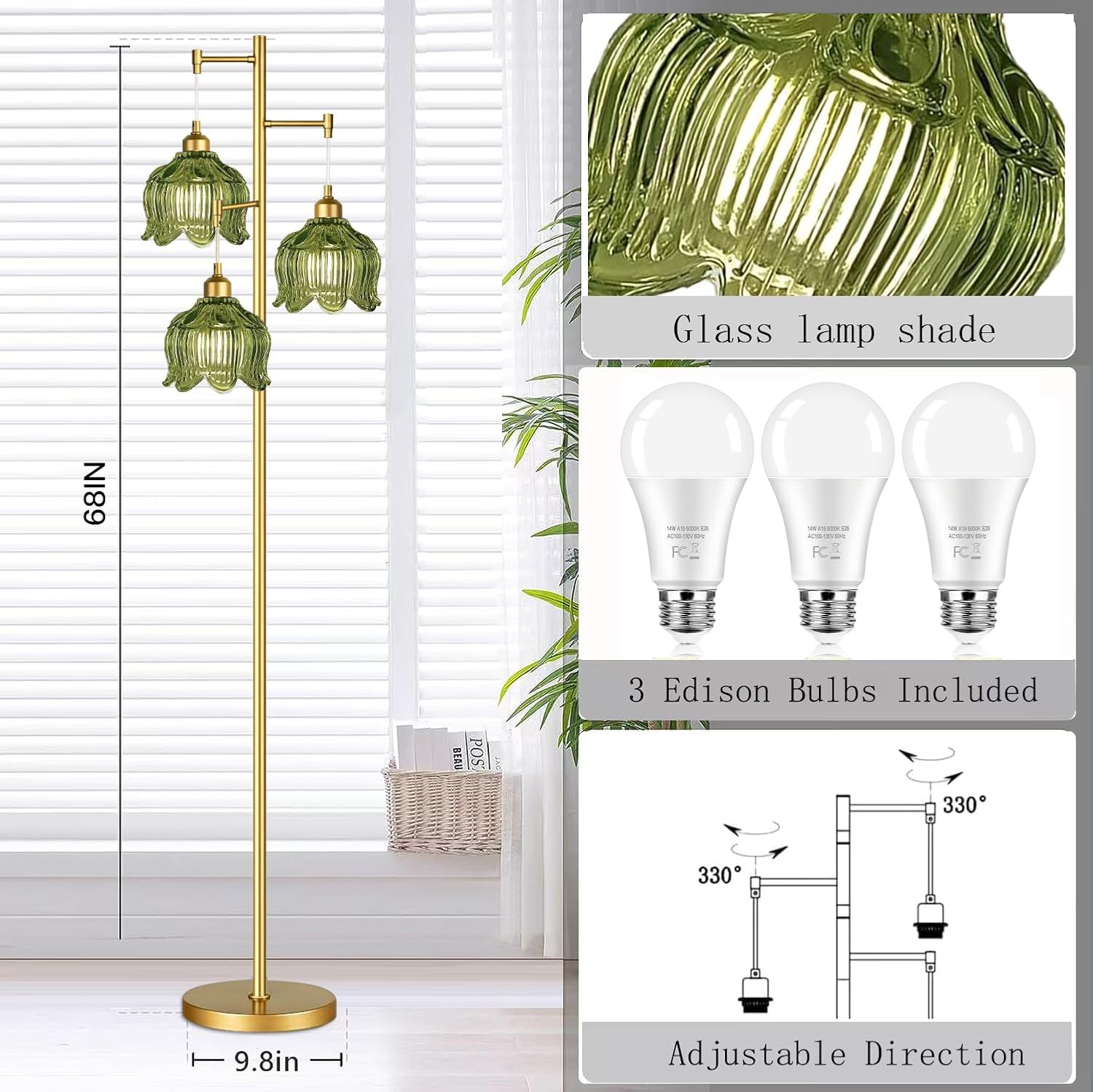 Vintage Gold Glass Floor Lamp  – Lighting Decoration Bewertung und Preis