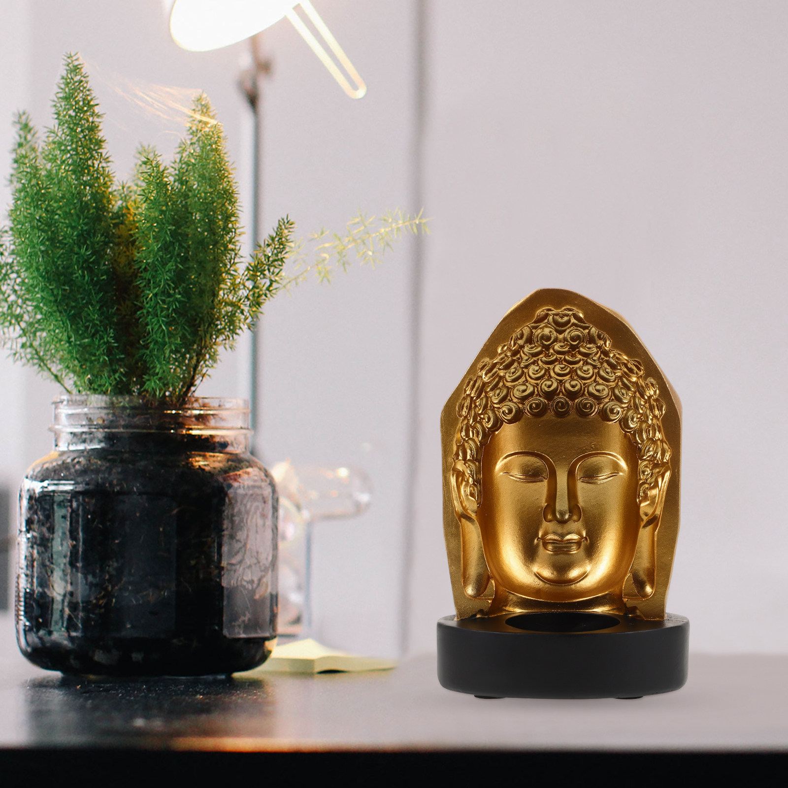 Tea Light Holder Resin Buddha  – Lighting Decor For Living Room Bewertung und Preis