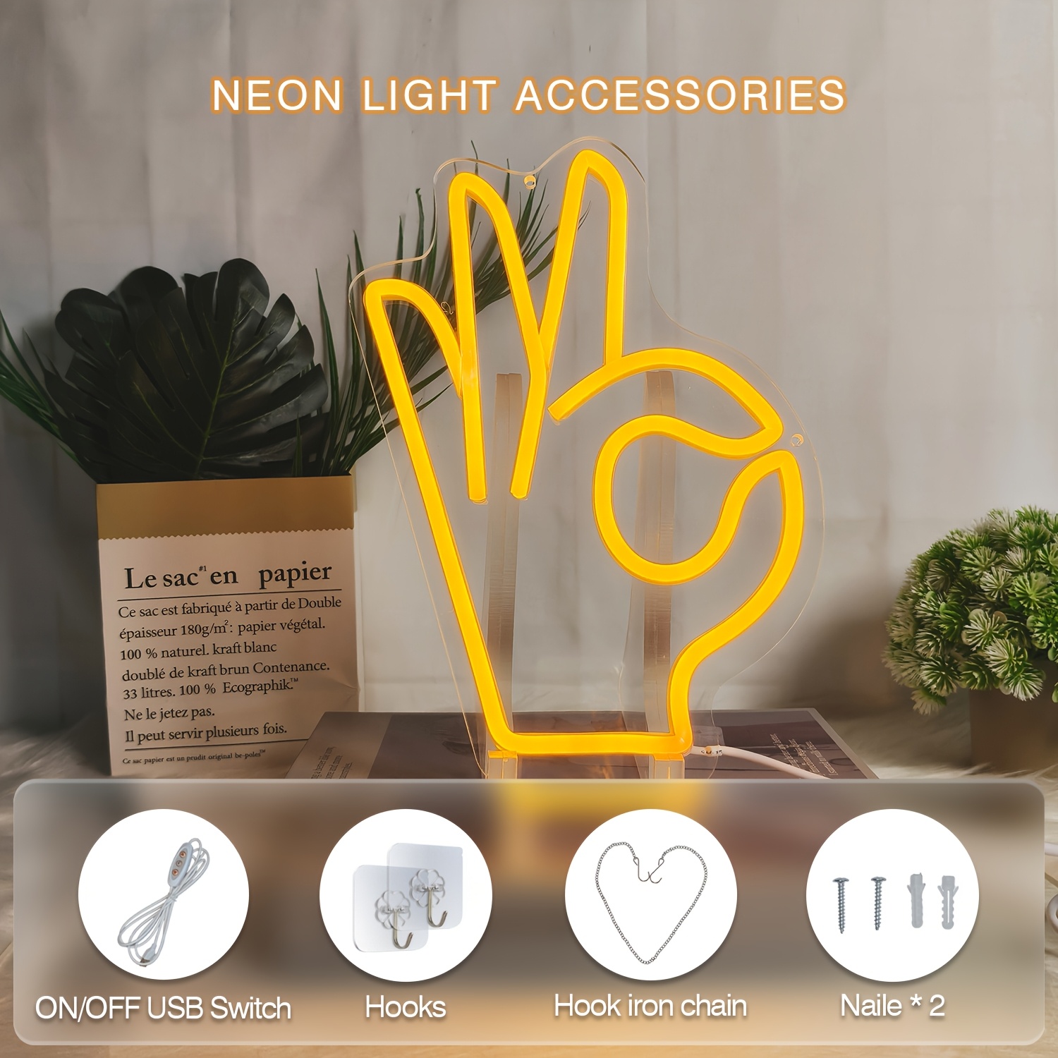 1pc OK Gesture Finger Neon Sig – Ok Lighting Decor Bewertung und Preis