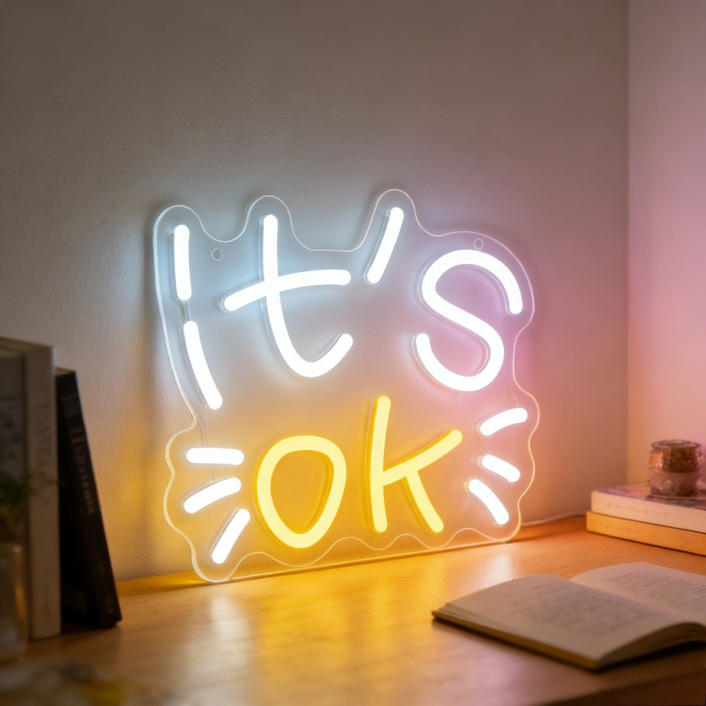 IT'S OK Cat Face Neon Sign LED – Ok Lighting Decor Bewertung und Preis