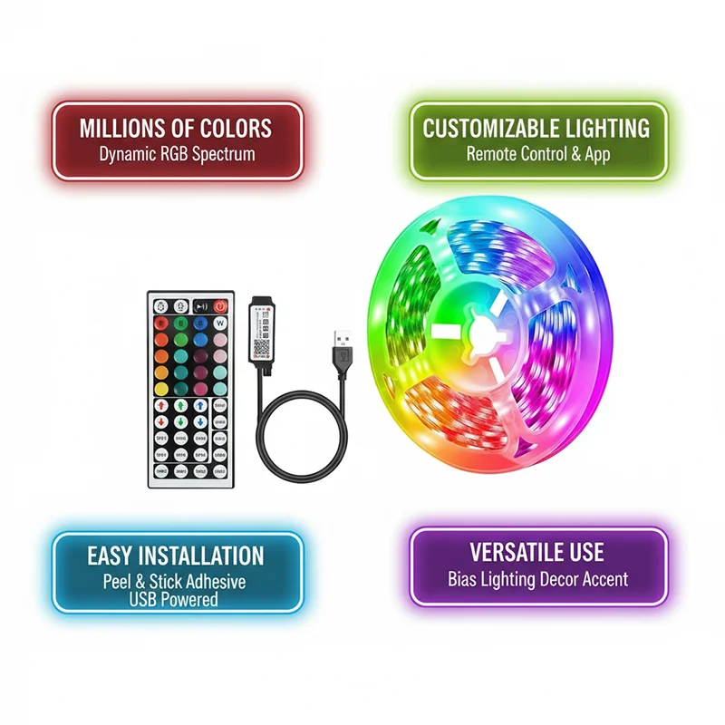 DC 5V USB LED Strip Lights APP – Decor Lighting Lamps Bewertung und Preis