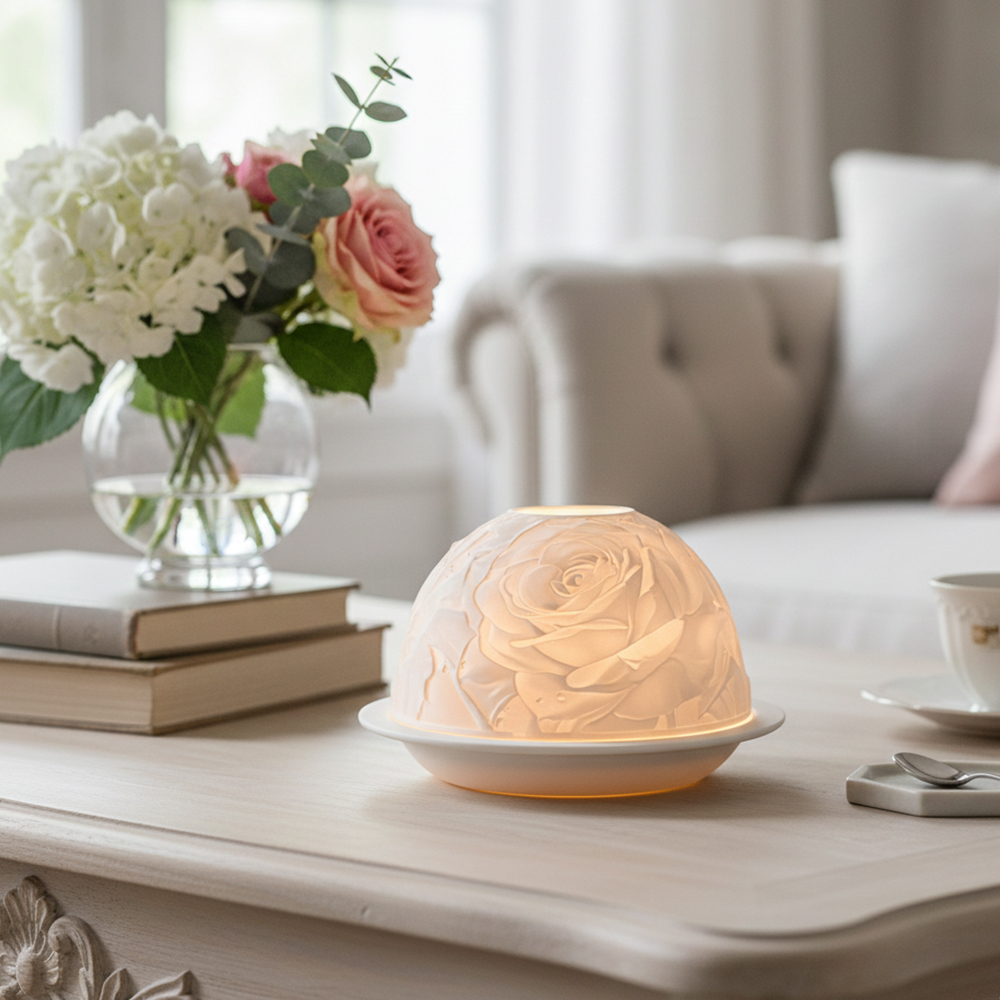 Elegant Rose Porcelain Candle  – Lighting Decor For Living Room Bewertung und Preis