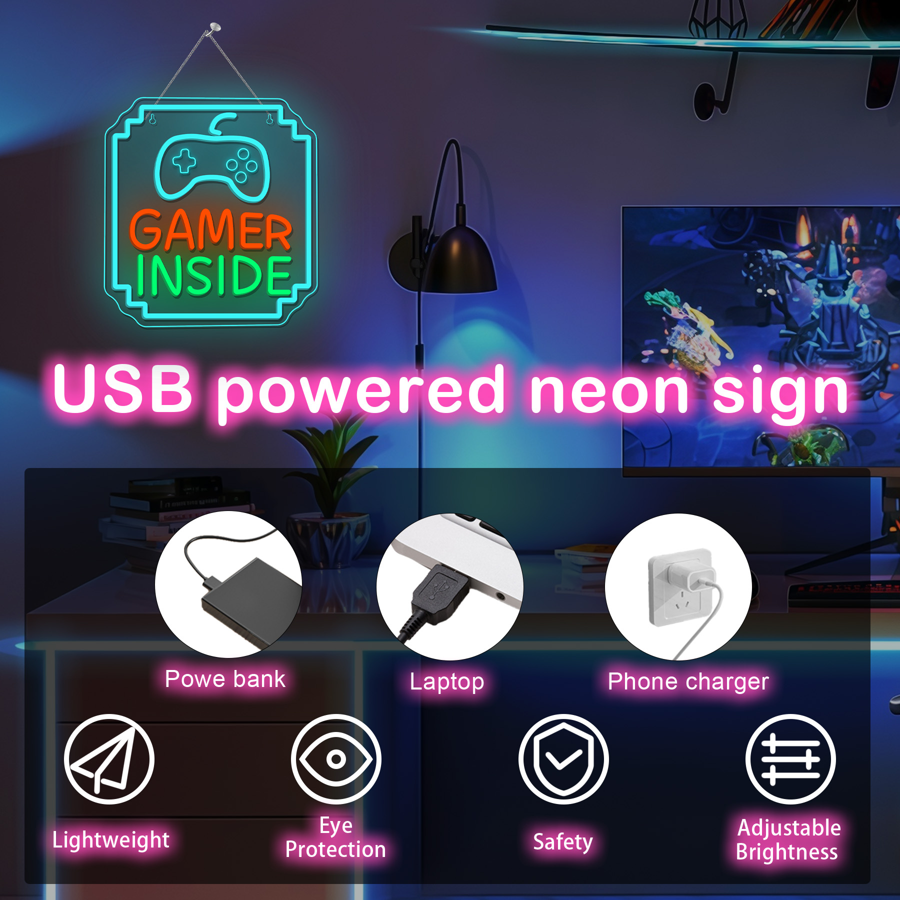 Gamer Inside Neon Sign Dimmabl – Bedroom Lighting Decor Ideas Bewertung und Preis