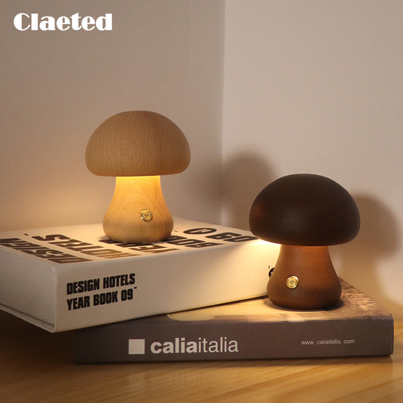 Claeted Wooden Mushroom Bedsid – Mushroom Table Lamp Bewertung und Preis