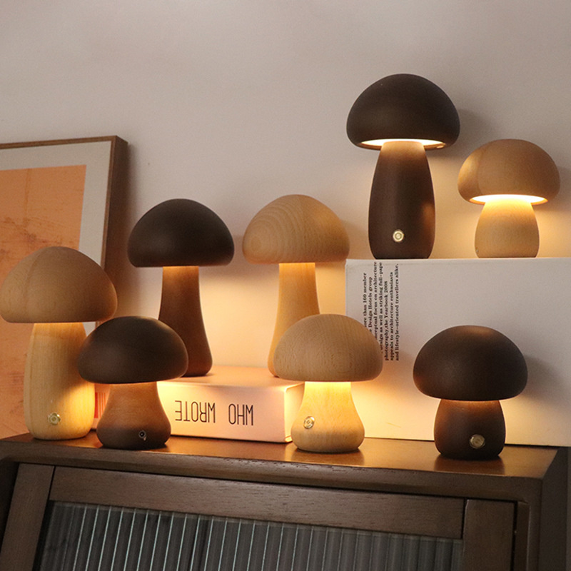 Claeted Wooden Mushroom Bedsid – Mushroom Table Lamp Bewertung und Preis