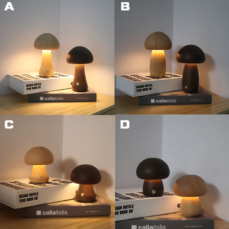 Claeted Wooden Mushroom Bedsid – Mushroom Table Lamp Bewertung und Preis
